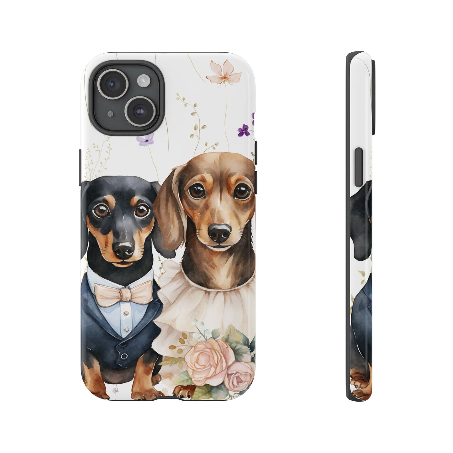 Wedding Dachshund Dog Phone Case - Bridal Gift Flower Girl Apple Pixel Galaxy