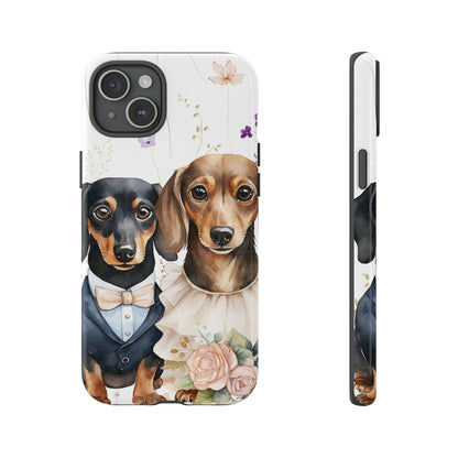 Wedding Dachshund Dog Phone Case - Bridal Gift Flower Girl Apple Pixel Galaxy