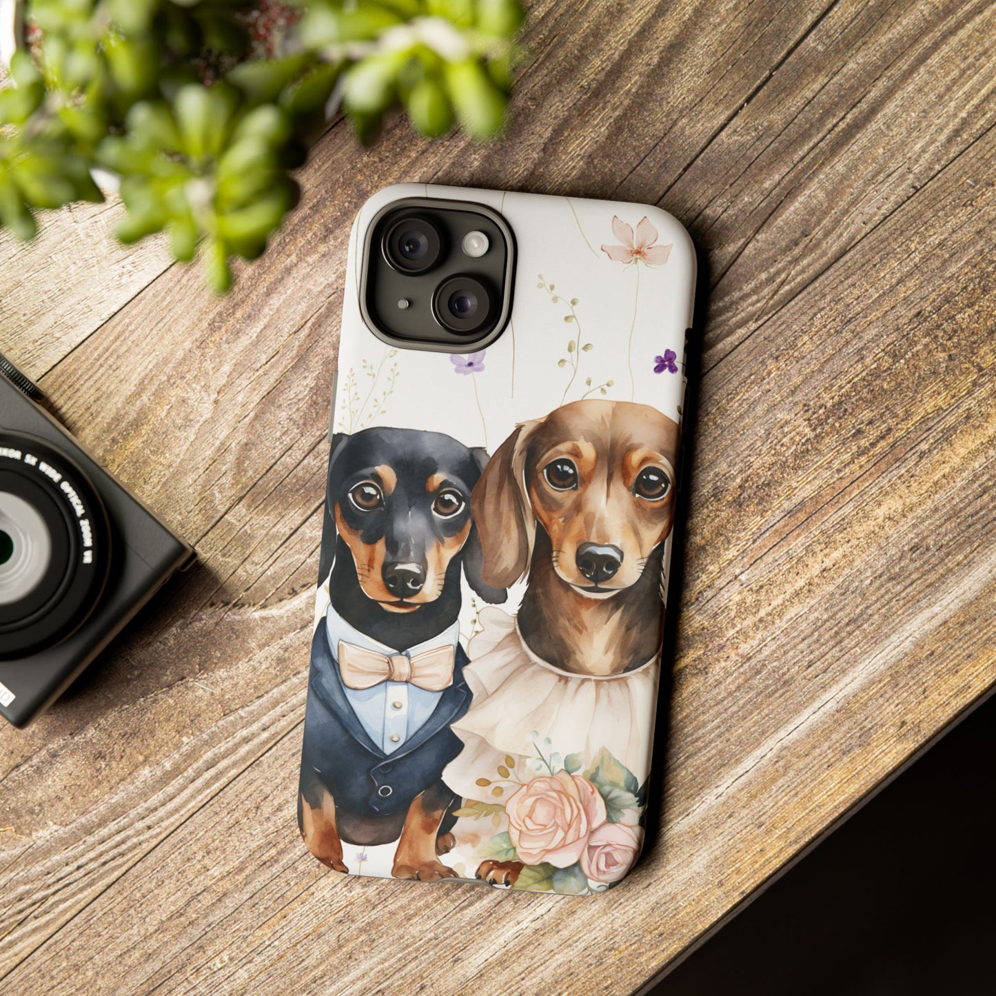 Wedding Dachshund Dog Phone Case - Bridal Gift Flower Girl Apple Pixel Galaxy