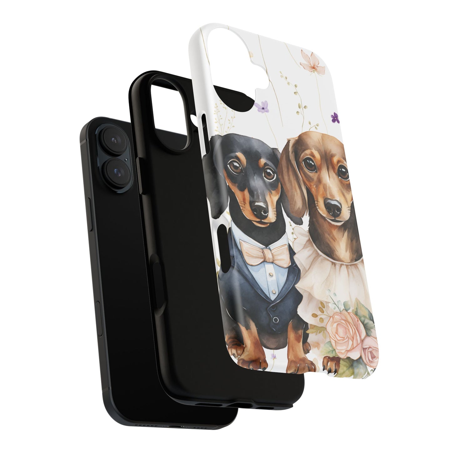 Wedding Dachshund Dog Phone Case - Bridal Gift Flower Girl Apple Pixel Galaxy