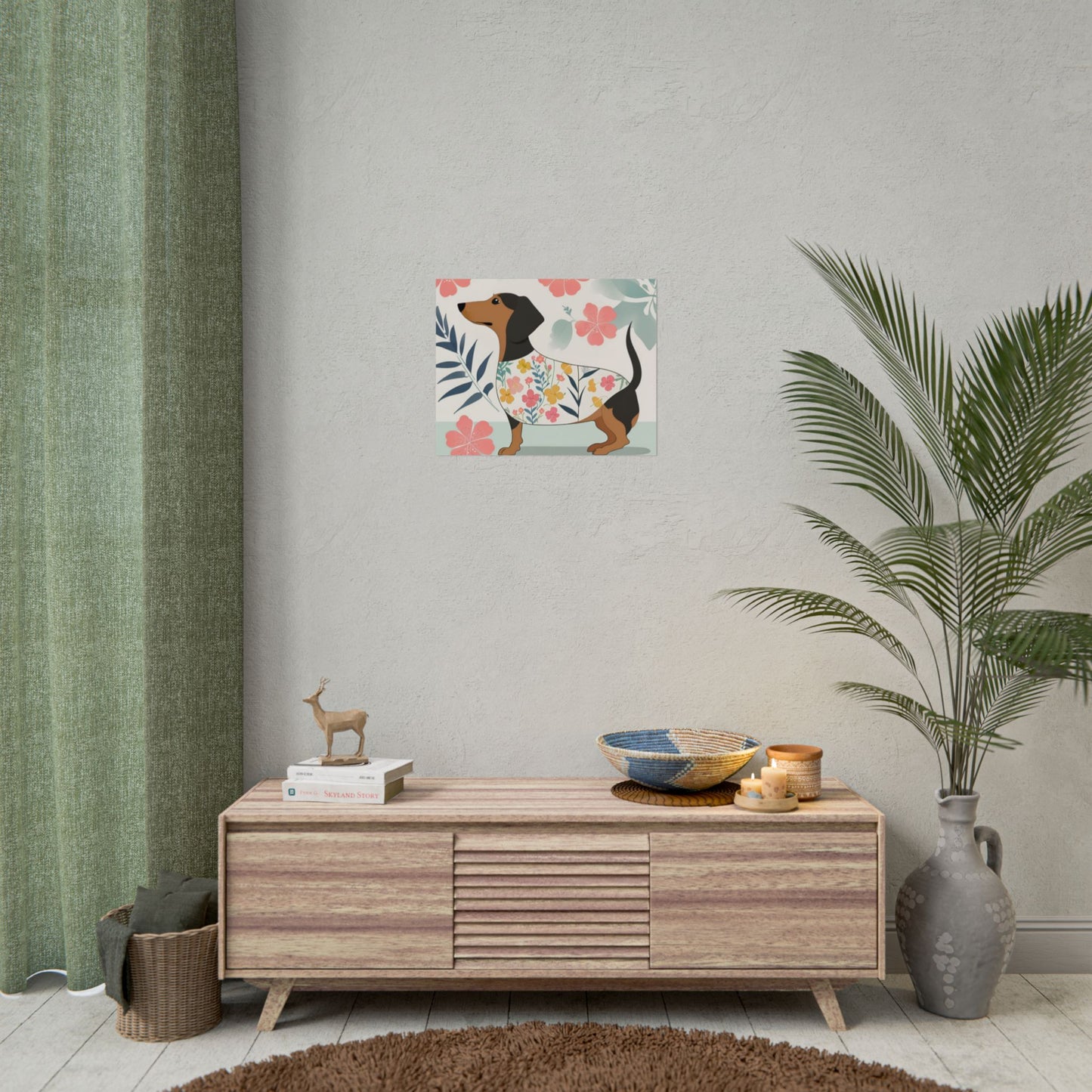 Sophisticated Dachshund Poster Dog Wall Art Animal Lover Game Room Decoration Weiner Dog Horizontal