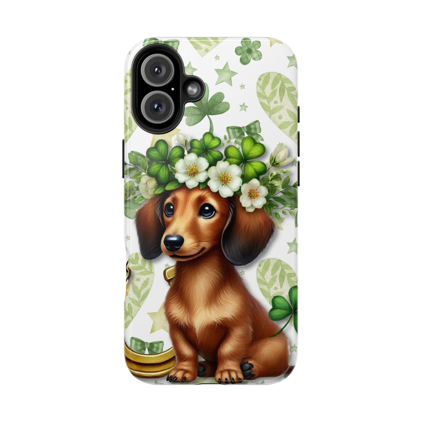 St Patricks Cute Dachshund Phone Case Dog Lover Gift Tough Phone Cover Patty