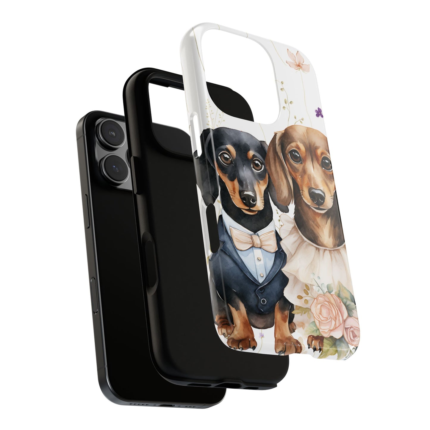 Wedding Dachshund Dog Phone Case - Bridal Gift Flower Girl Apple Pixel Galaxy