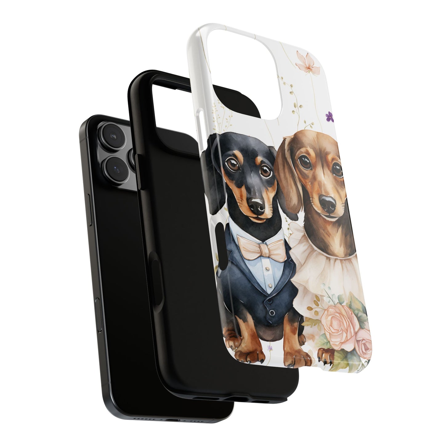 Wedding Dachshund Dog Phone Case - Bridal Gift Flower Girl Apple Pixel Galaxy