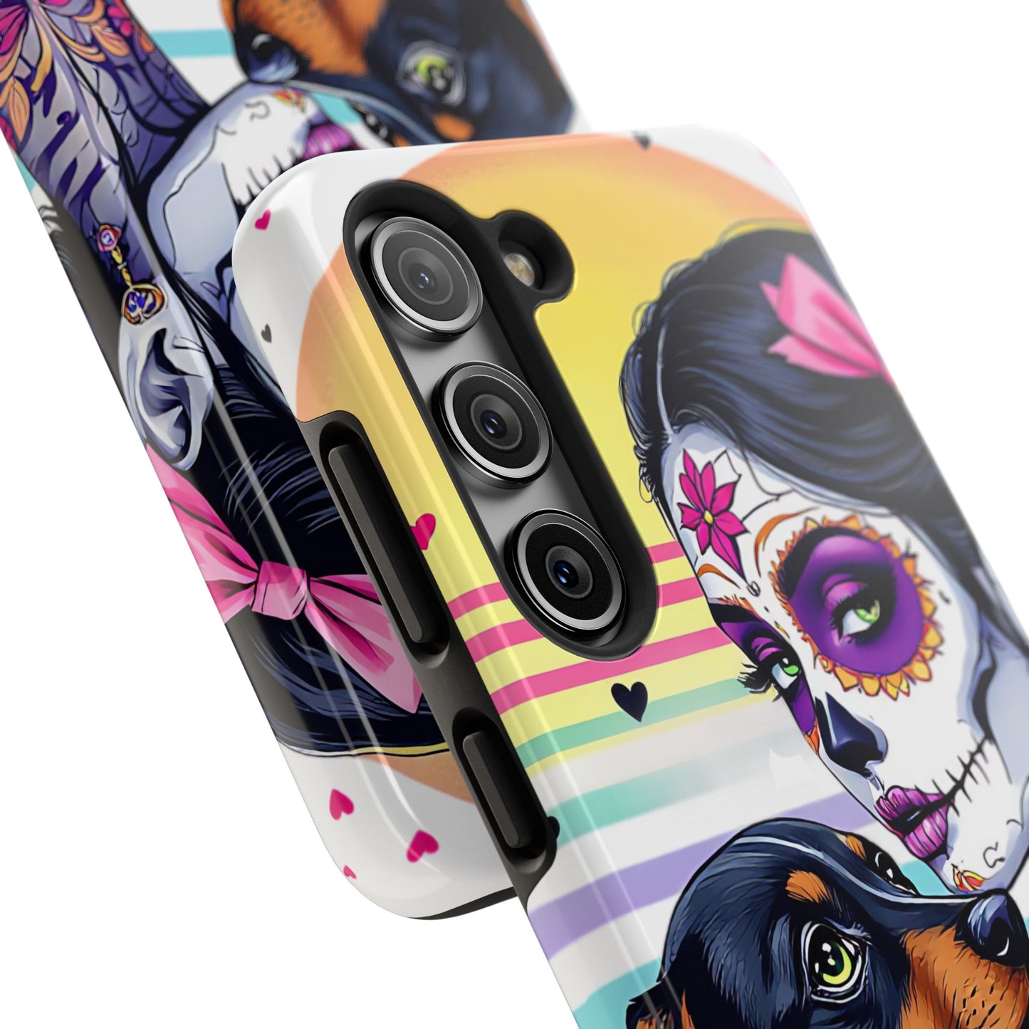 Cute Dachshund Phone Case Dog Lover Gift Tough Phone Cover Doxie Skull