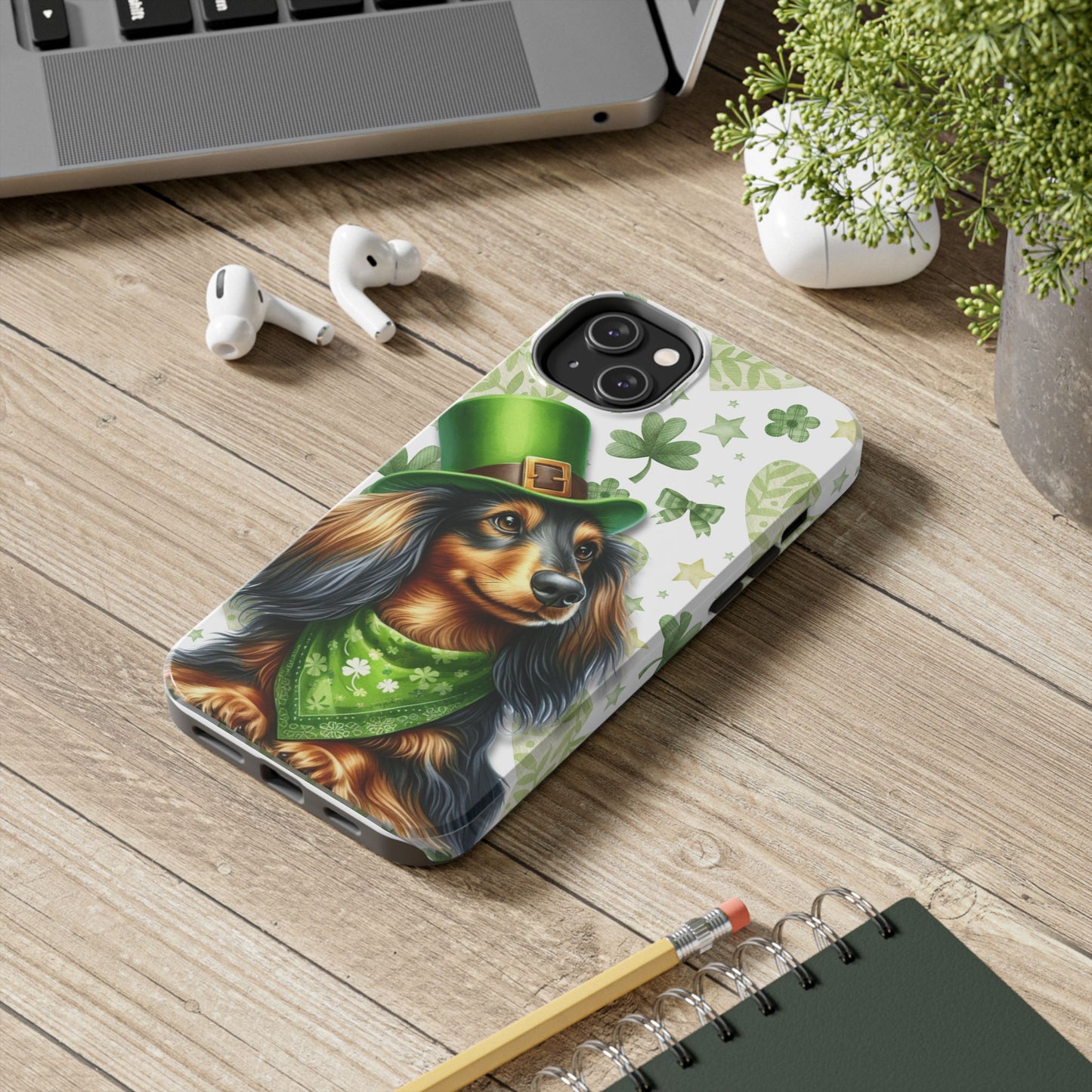 St Patricks Cute Dachshund Phone Case Dog Lover Gift Tough Phone Cover Patty