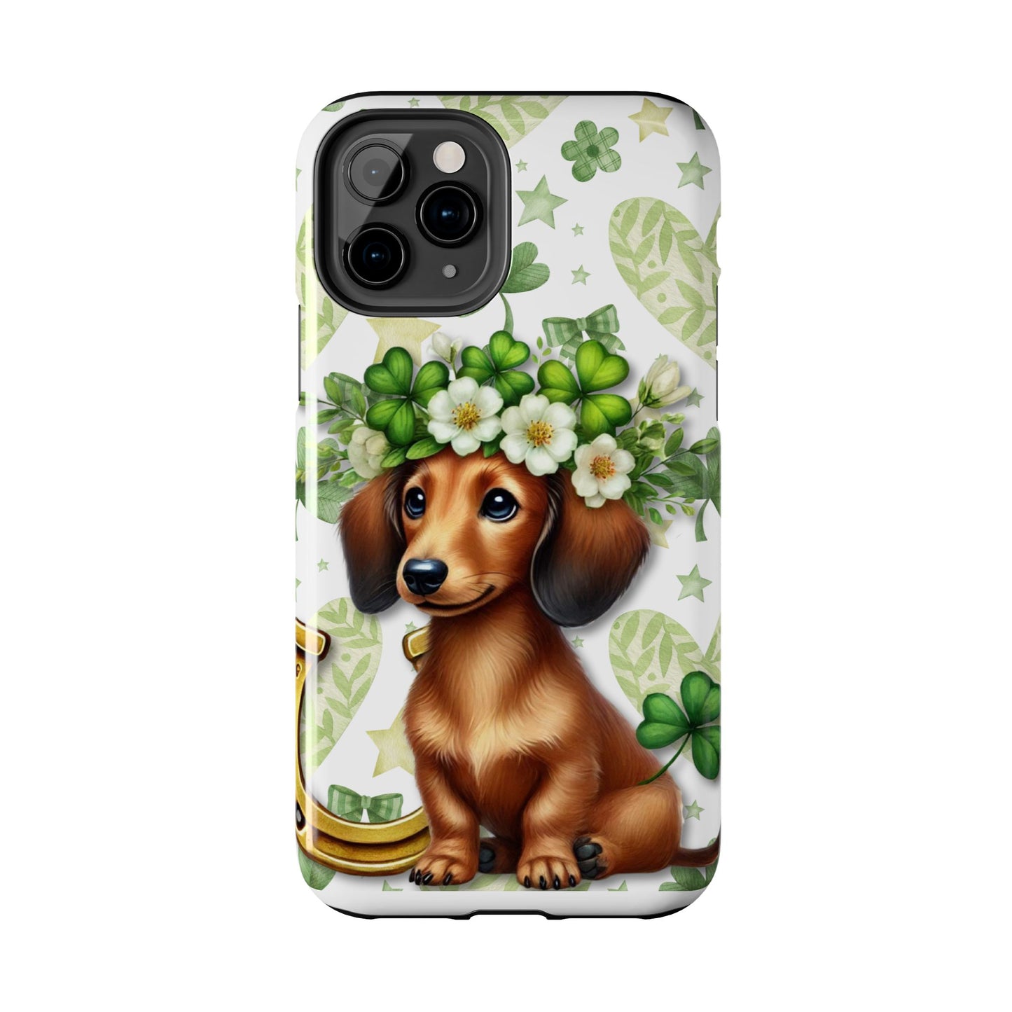 St Patricks Cute Dachshund Phone Case Dog Lover Gift Tough Phone Cover Patty