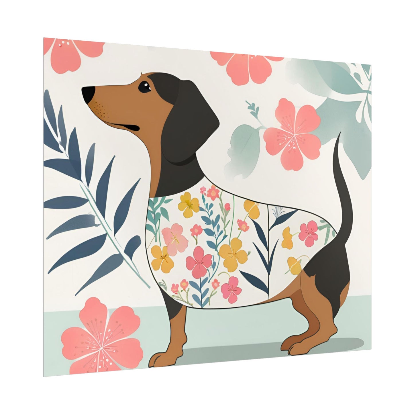 Sophisticated Dachshund Poster Dog Wall Art Animal Lover Game Room Decoration Weiner Dog Horizontal