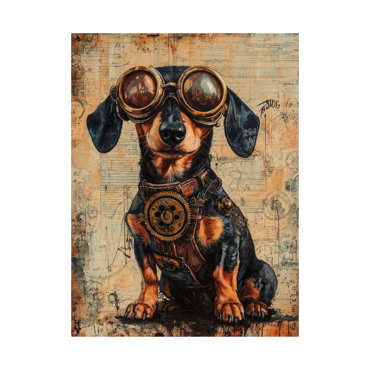 Steam Punk Dachshund Vertical Poster Dog Room Art Gift Game Room Sophisticated