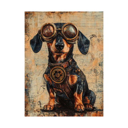 Steam Punk Dachshund Vertical Poster Dog Room Art Gift Game Room Sophisticated