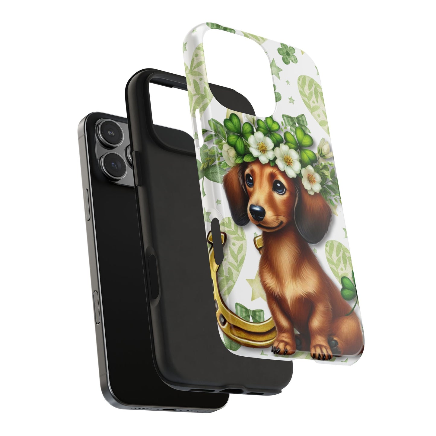 St Patricks Cute Dachshund Phone Case Dog Lover Gift Tough Phone Cover Patty