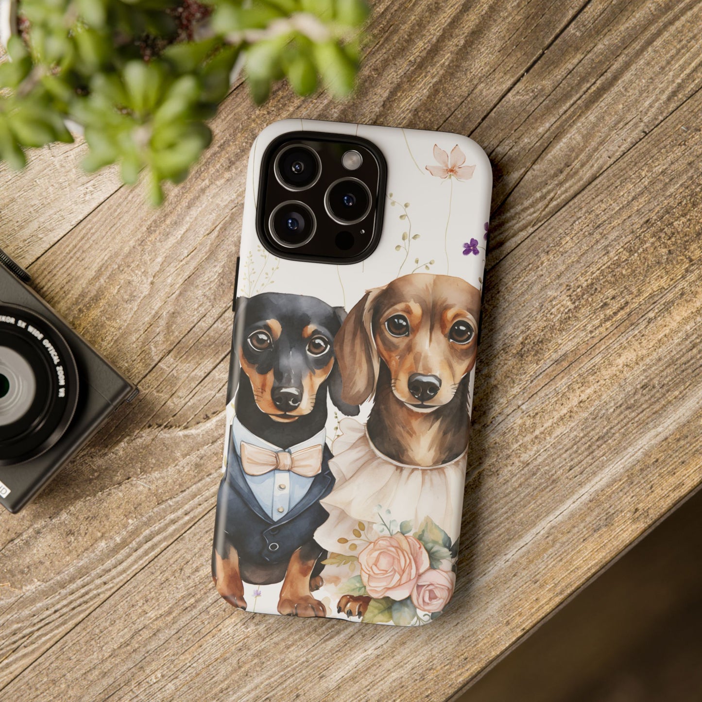 Wedding Dachshund Dog Phone Case - Bridal Gift Flower Girl Apple Pixel Galaxy