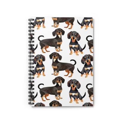 Dachshund Spiral Notebook - Ruled Line, Cute Dog Journal, Pet Lover Notepad, Lined Writing Pad Black and Tan Doxie Mom