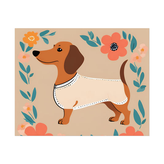 Sophisticated Dachshund Poster Dog Wall Art Animal Lover Game Room Decoration Weiner Dog Horizontal