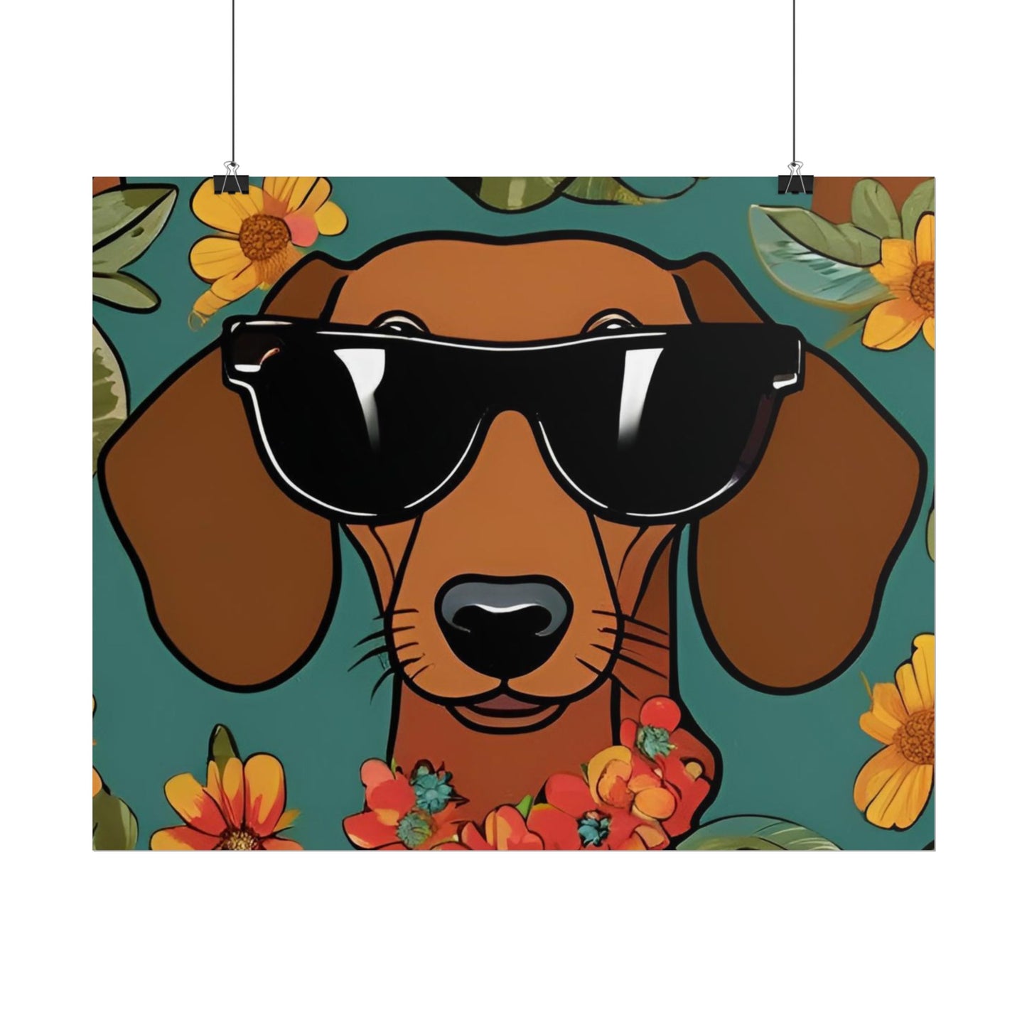 Dachshund Poster Dog Wall Art Animal Lover Game Room Decoration Weiner Dog Horizontal