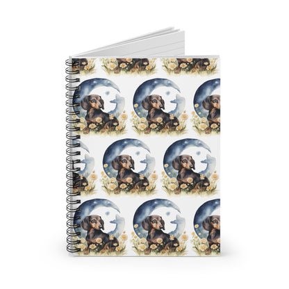 Moonlight Patterned Dachshund Spiral Notebook Pet Journal, Dog Lover Gift