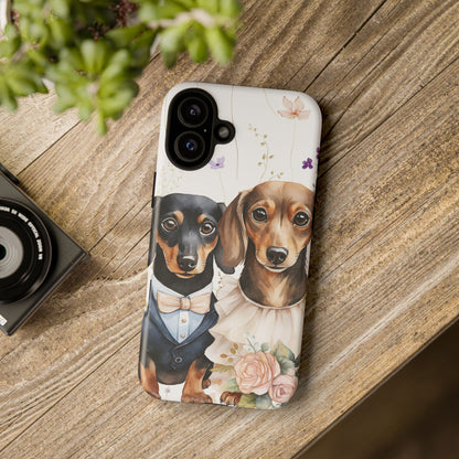 Wedding Dachshund Dog Phone Case - Bridal Gift Flower Girl Apple Pixel Galaxy