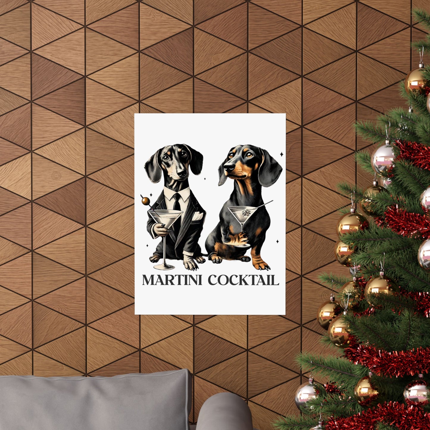 Dachshund Martini Wall Art, Game Room Decor, Man Cave Poster, Funny Dog Print