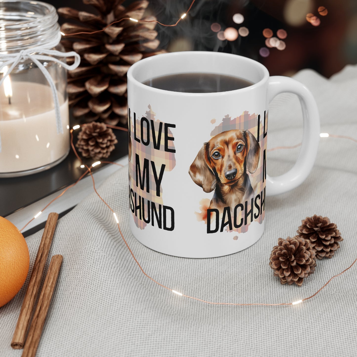 I Love My Dachshund Mug Cute Dog Lover Gift, Fun Coffee Cup Weiner Dog