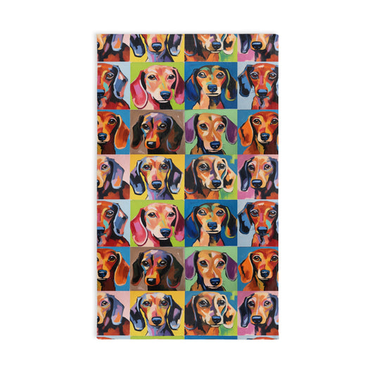 Dachshund Patterned Hand Towel, Cute Pet Bathroom Decor, Weiner Dog Tea Towel, Animal Lover Gift