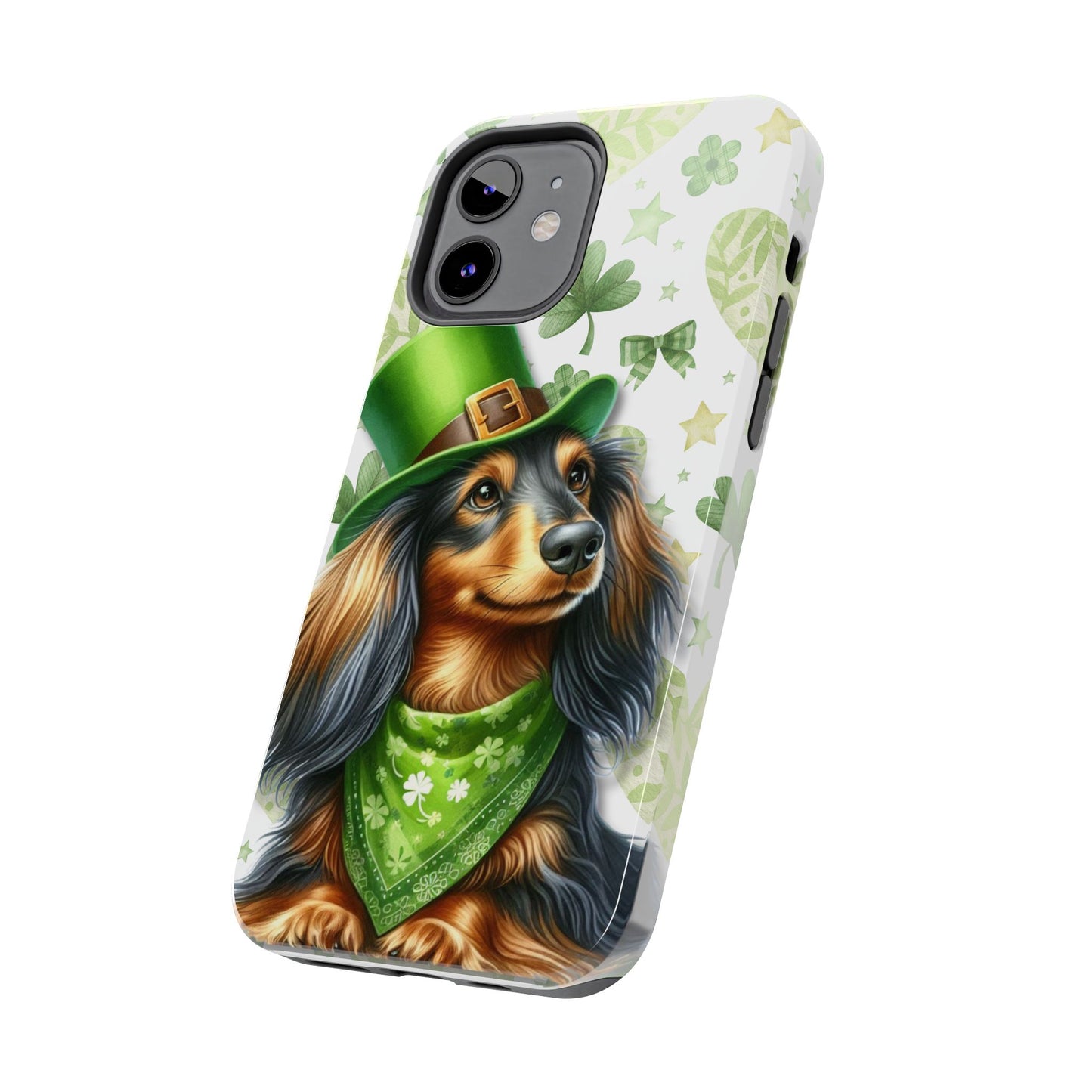 St Patricks Cute Dachshund Phone Case Dog Lover Gift Tough Phone Cover Patty