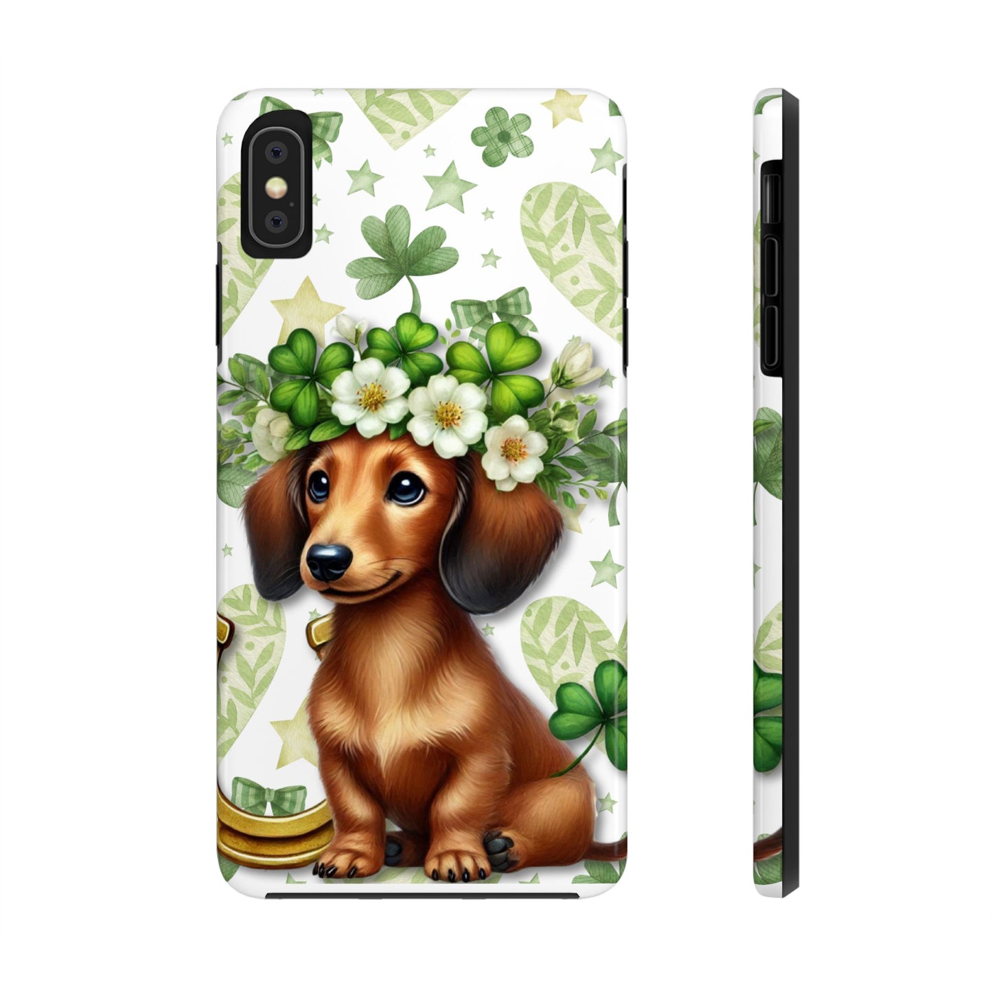 St Patricks Cute Dachshund Phone Case Dog Lover Gift Tough Phone Cover Patty
