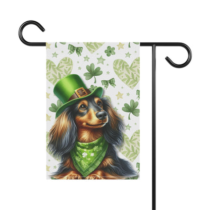 St Patricks Spring Garden Flag Dog Mom Banner Home Decor Dachshund Patty Day