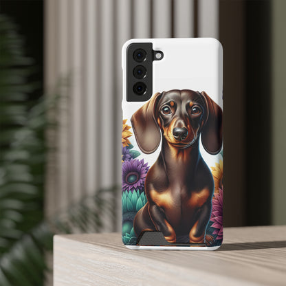 Dachshund Phone Case, Trendy Wallet Case for Dog Lovers, Cute Card Holder Cover, Animal Print Accessory, Slim Protective