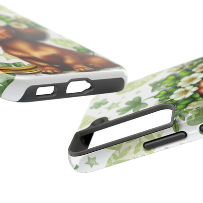 St Patricks Cute Dachshund Phone Case Dog Lover Gift Tough Phone Cover Patty