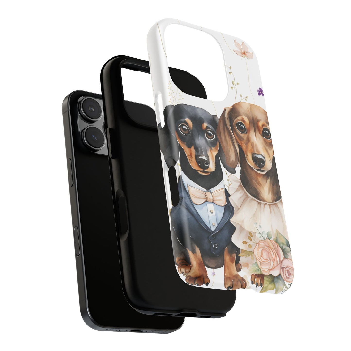 Wedding Dachshund Dog Phone Case - Bridal Gift Flower Girl Apple Pixel Galaxy