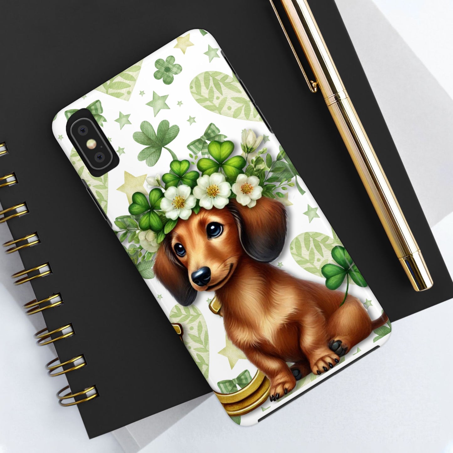 St Patricks Cute Dachshund Phone Case Dog Lover Gift Tough Phone Cover Patty
