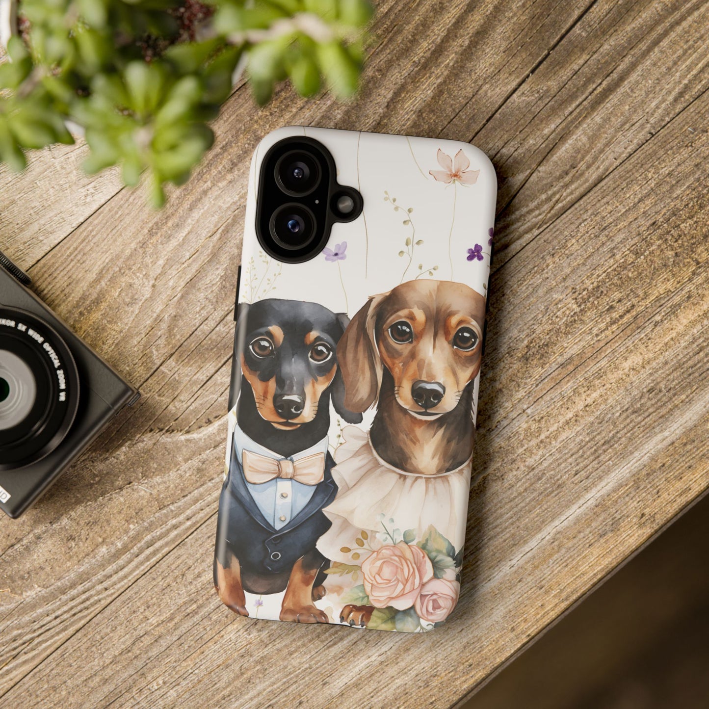 Wedding Dachshund Dog Phone Case - Bridal Gift Flower Girl Apple Pixel Galaxy
