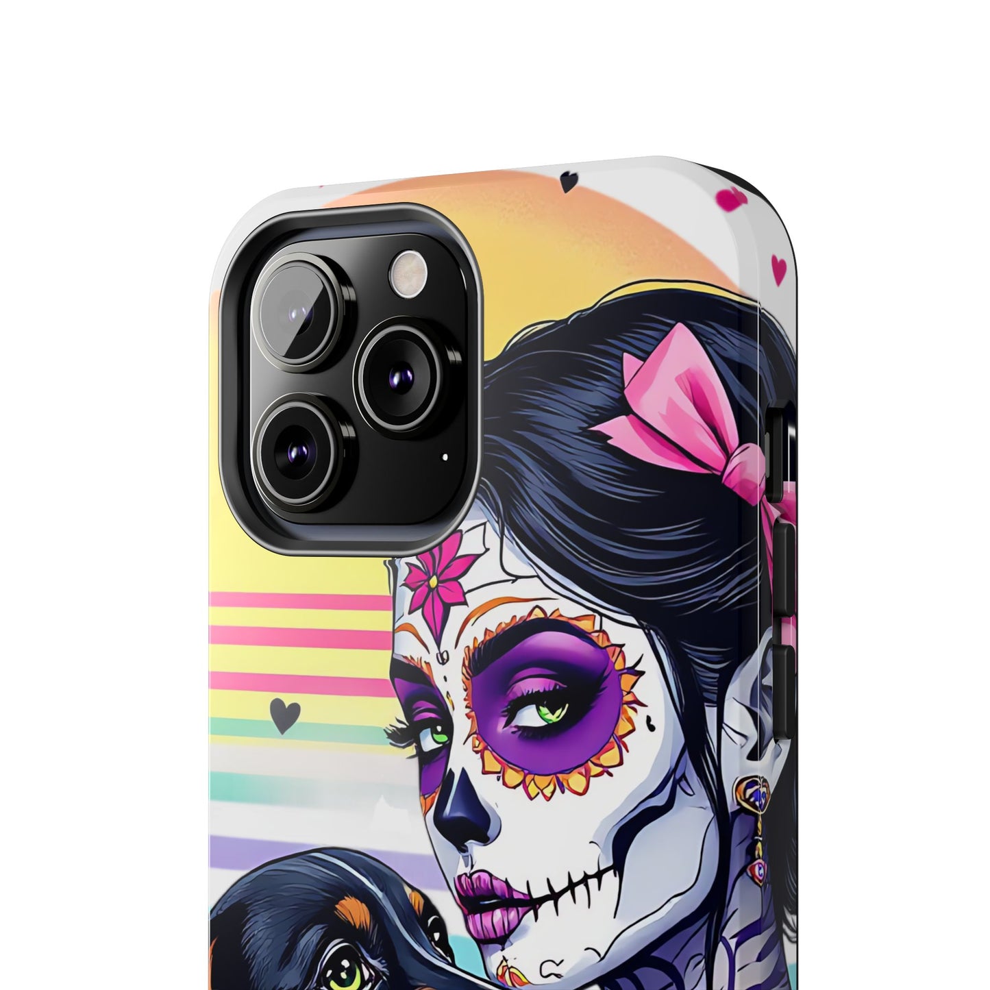 Cute Dachshund Phone Case Dog Lover Gift Tough Phone Cover Doxie Skull