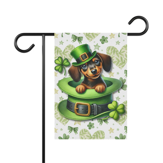 St Patricks Spring Garden Flag Dog Mom Banner Home Decor Dachshund Patty Day