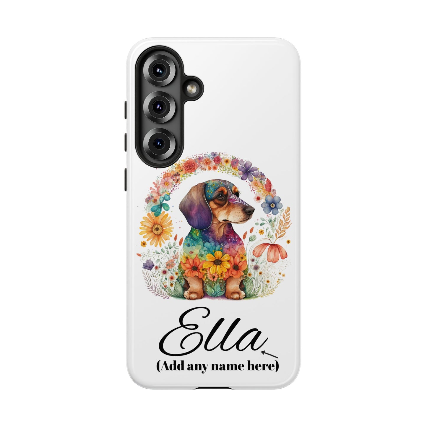 Personalized Dachshund Case for Pet Lovers Floral Phone Case Custom Name Phone