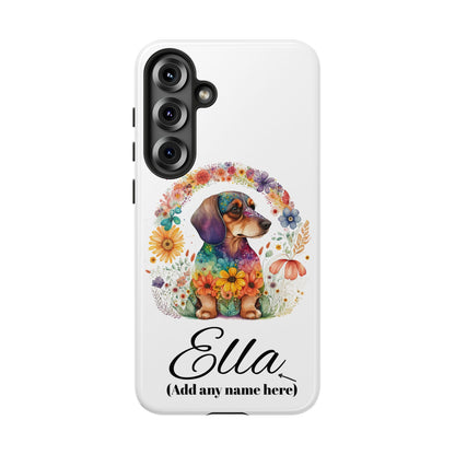 Personalized Dachshund Case for Pet Lovers Floral Phone Case Custom Name Phone