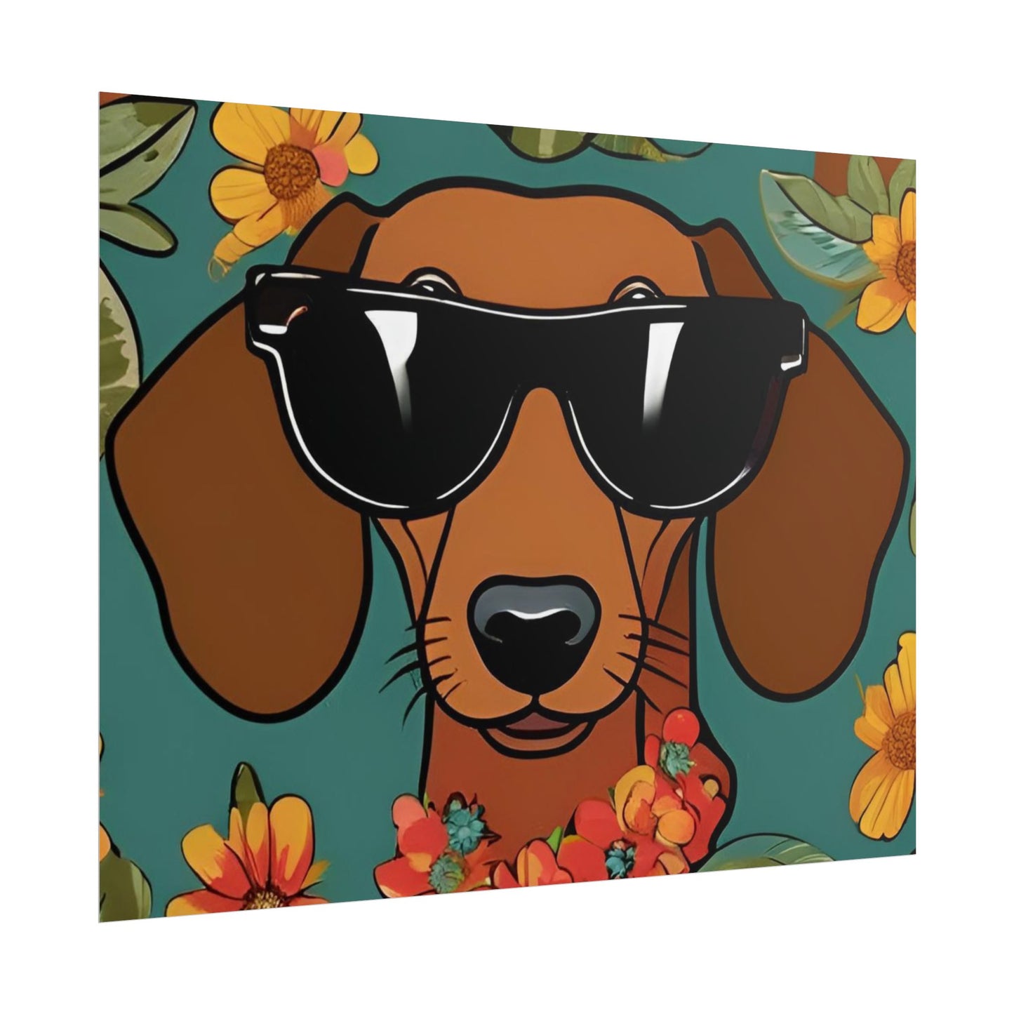 Dachshund Poster Dog Wall Art Animal Lover Game Room Decoration Weiner Dog Horizontal