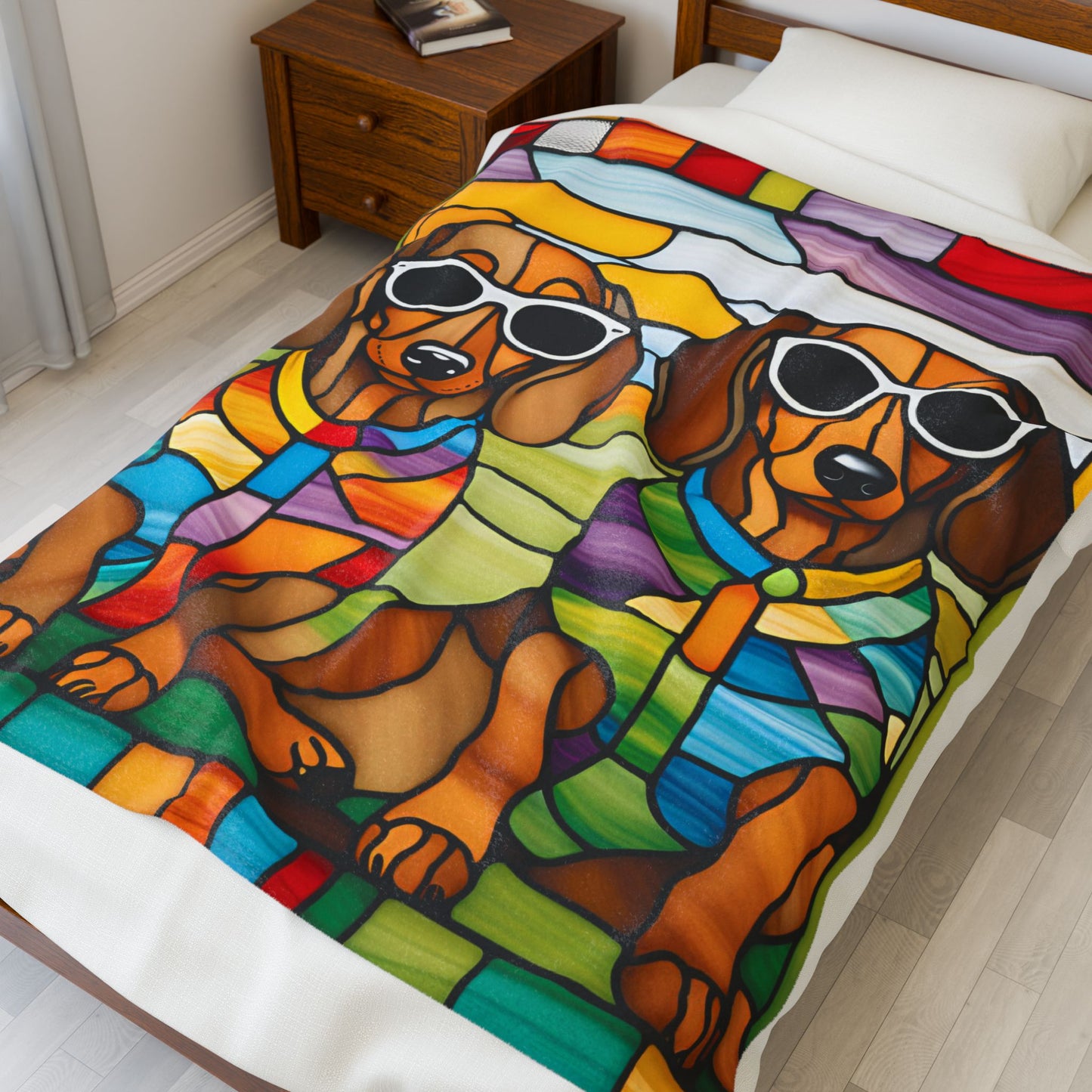 Vibrant Dachshund Blanket, Cozy Throw, Dog Lover Gift, Animal Print Bedding, Home Decor Accent