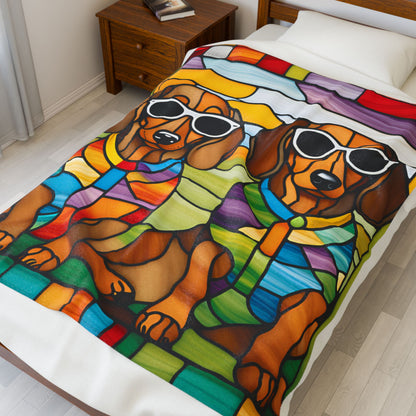 Vibrant Dachshund Blanket, Cozy Throw, Dog Lover Gift, Animal Print Bedding, Home Decor Accent