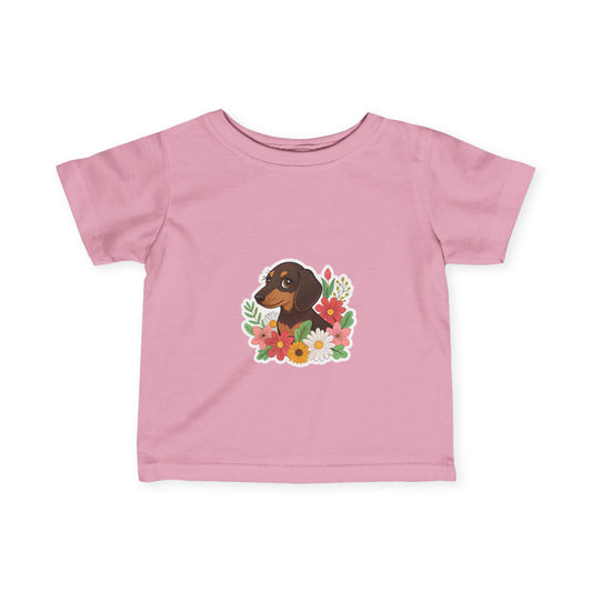 Floral Dachshund Infant Tee, Toddler T-Shirt, Cute Baby Shirt, Dog Lover Gift,
