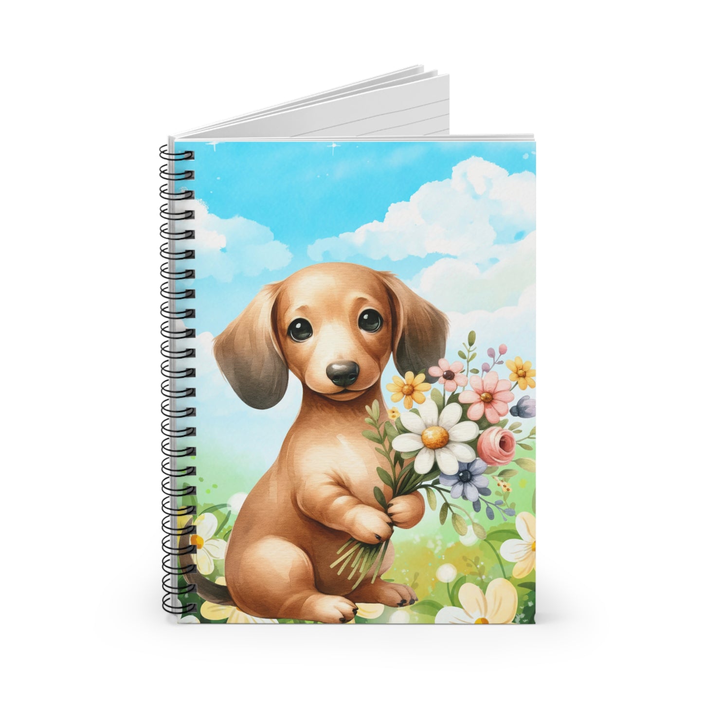 Beautiful Watercolor Dachshund Spiral Notebook Pet Journal, Dog Lover Gift