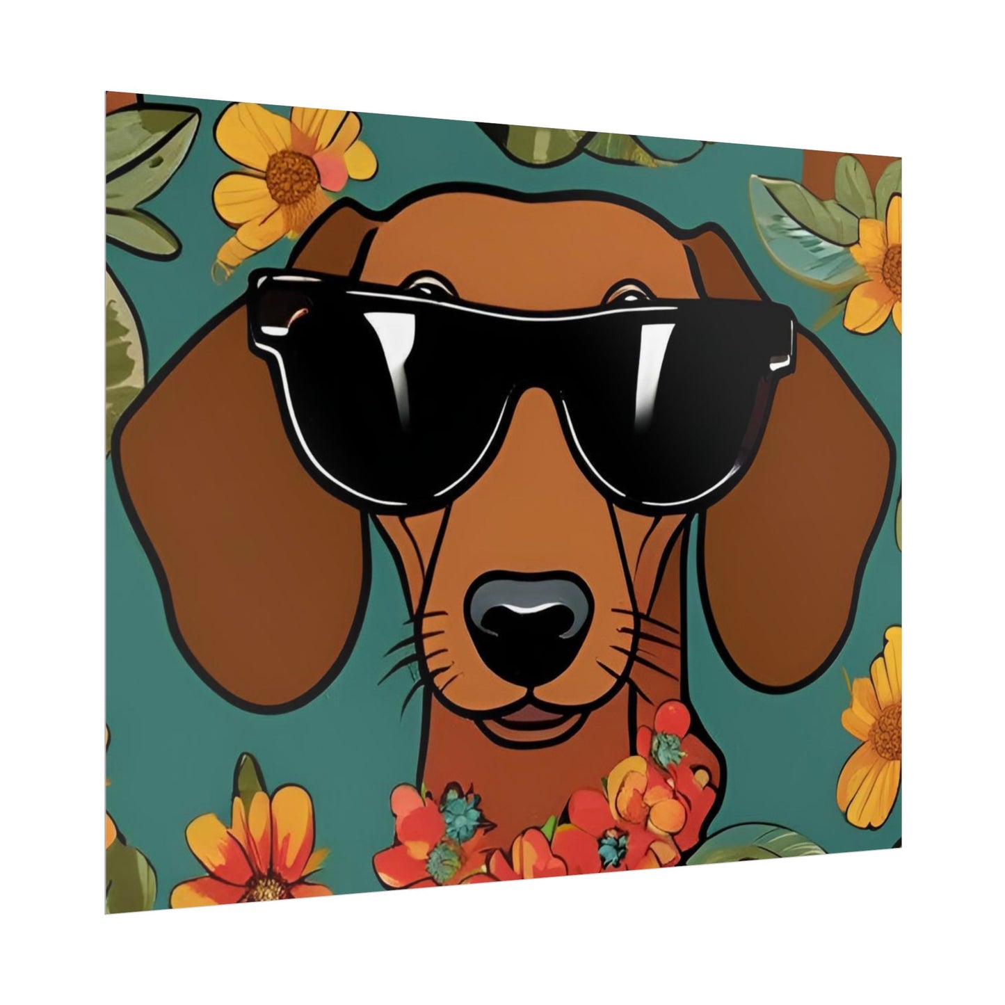 Dachshund Poster Dog Wall Art Animal Lover Game Room Decoration Weiner Dog Horizontal