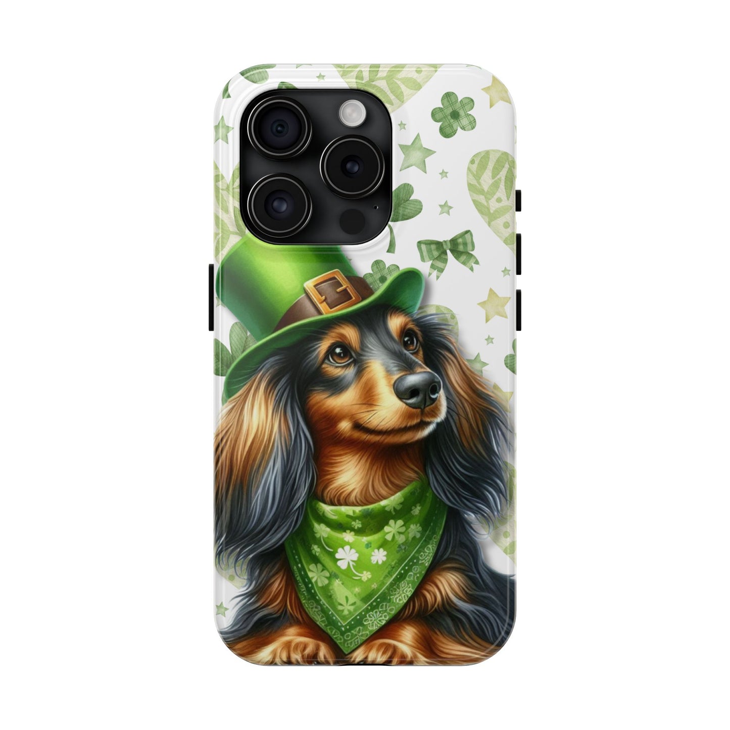 St Patricks Cute Dachshund Phone Case Dog Lover Gift Tough Phone Cover Patty