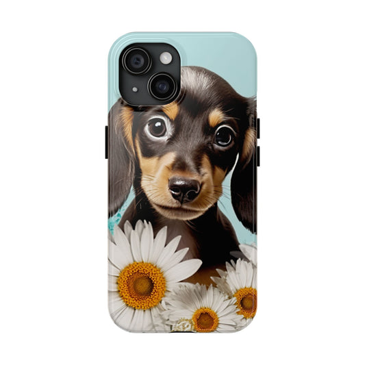 Adorable Puppy Bright Colorful Dachshund iPhone 15 Tough Phone Cases