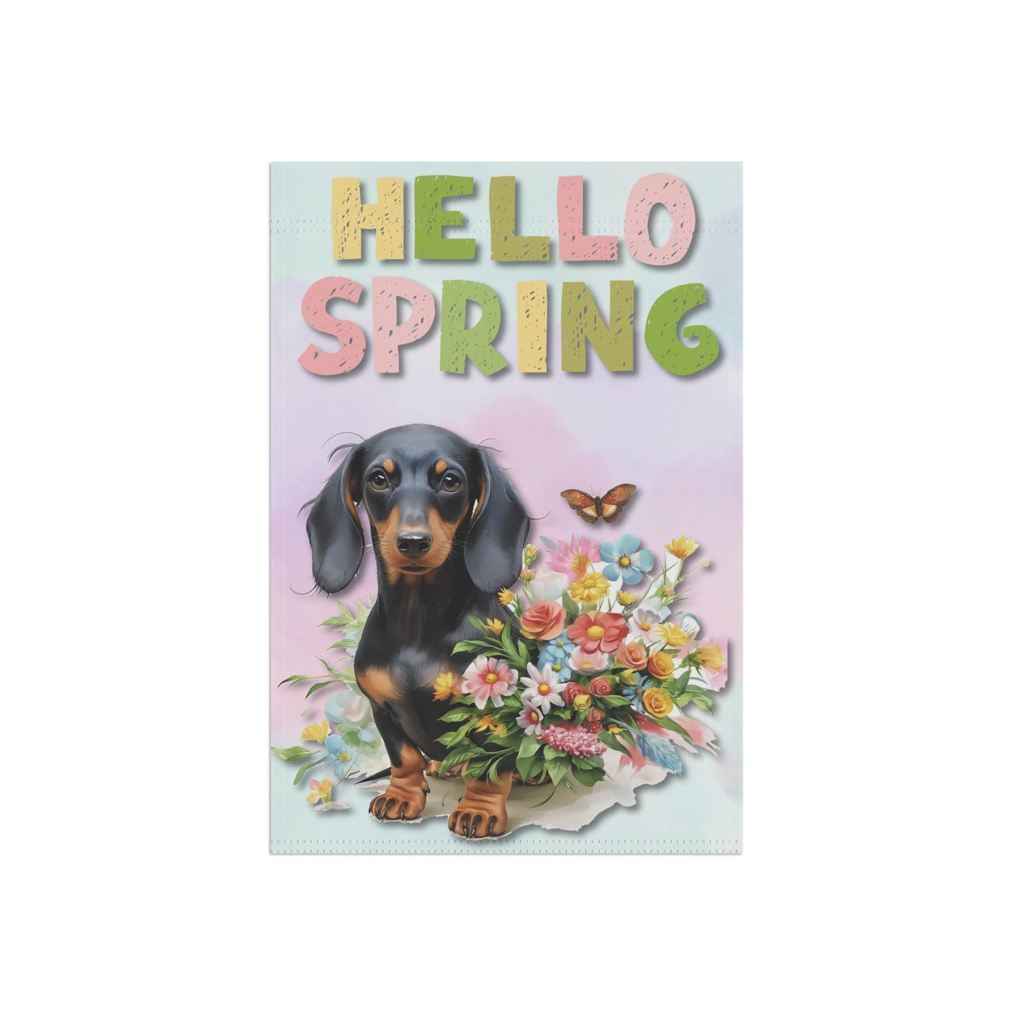 Spring Garden Flag Dog Mom Banner Seasonal Home Decor Dachshund