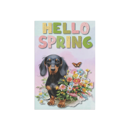 Spring Garden Flag Dog Mom Banner Seasonal Home Decor Dachshund
