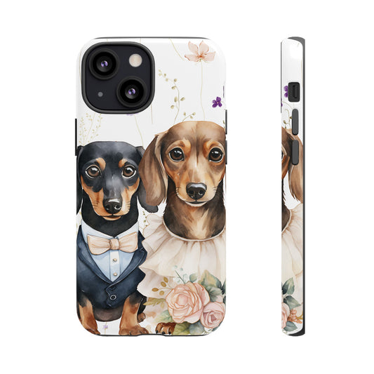 Wedding Dachshund Dog Phone Case - Bridal Gift Flower Girl Apple Pixel Galaxy