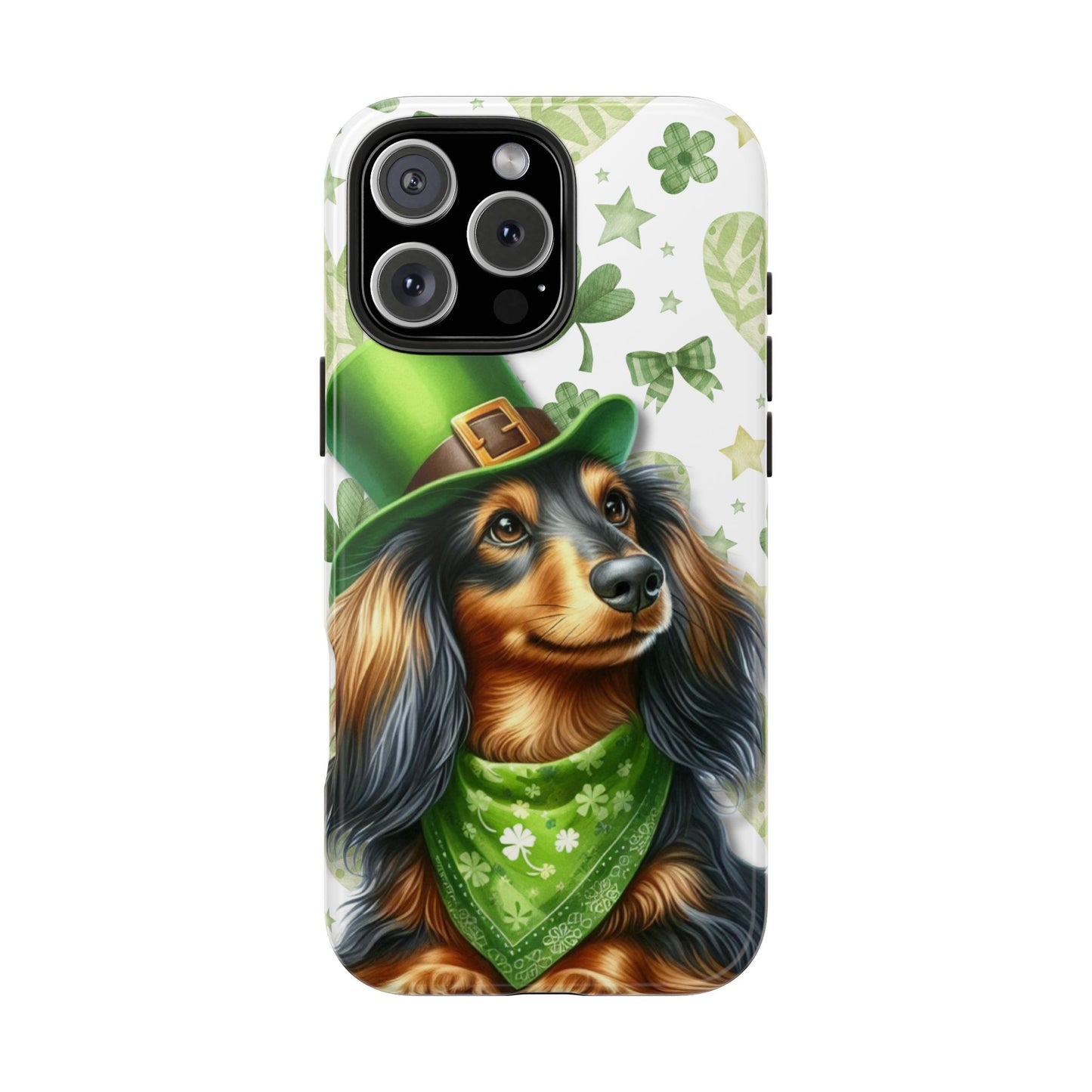St Patricks Cute Dachshund Phone Case Dog Lover Gift Tough Phone Cover Patty