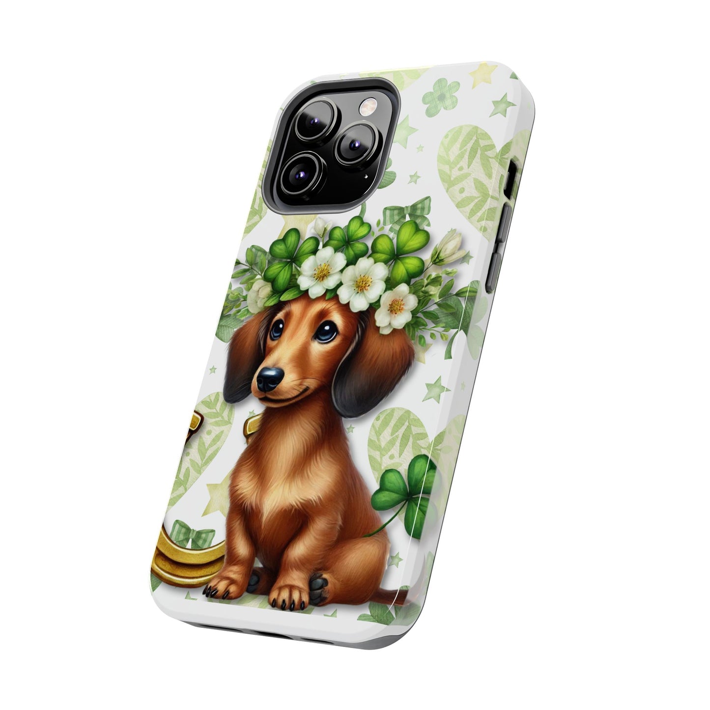 St Patricks Cute Dachshund Phone Case Dog Lover Gift Tough Phone Cover Patty