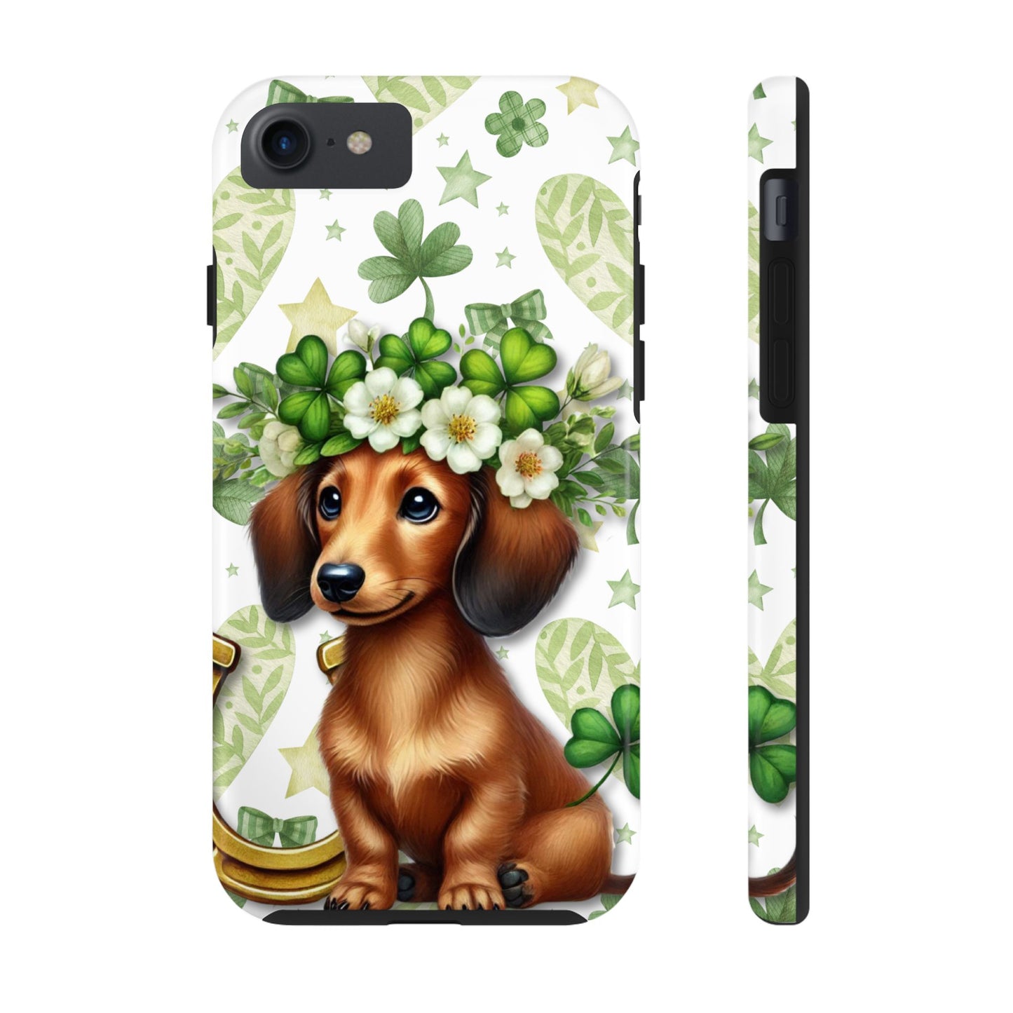 St Patricks Cute Dachshund Phone Case Dog Lover Gift Tough Phone Cover Patty